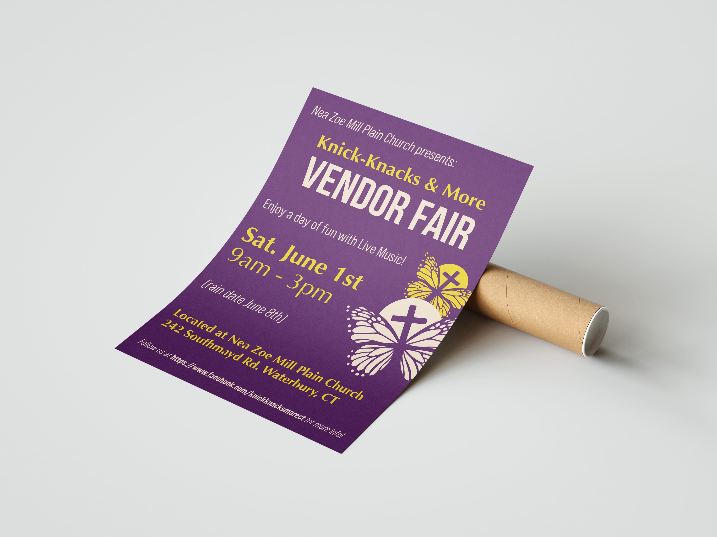 Branded flyer for an event hosted by Nea Zoe Mill Plain Church.